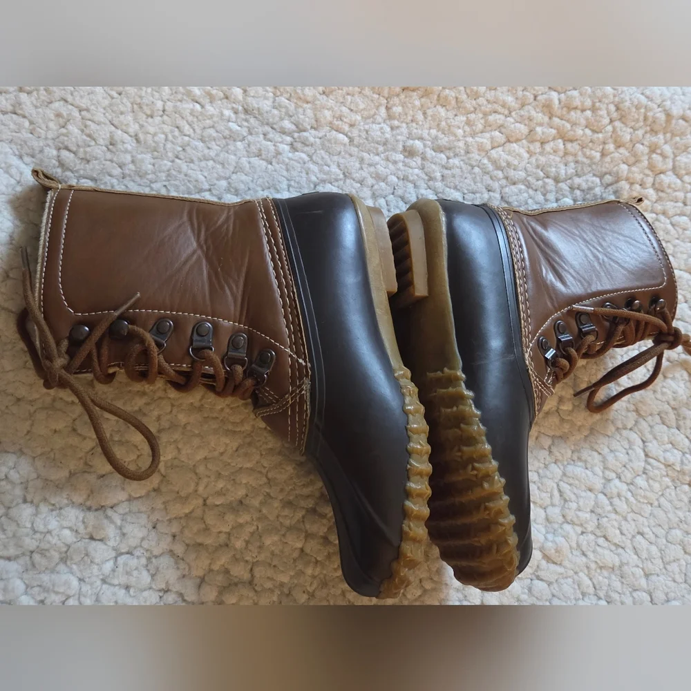 Esprit Kids Duck Boots Size 1M Brown Faux Fur Lined Waterproof Winter Snow Boots